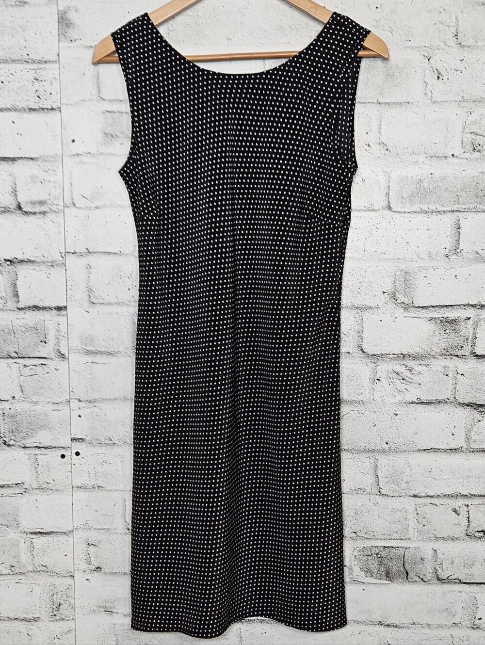 Jessica Petite Black White Polka Dot Sleeveless Midi Dress Size 14
